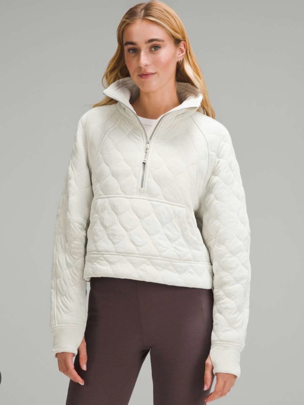 Lululemon Scuba Oversized Quilted Half Zip - Bone